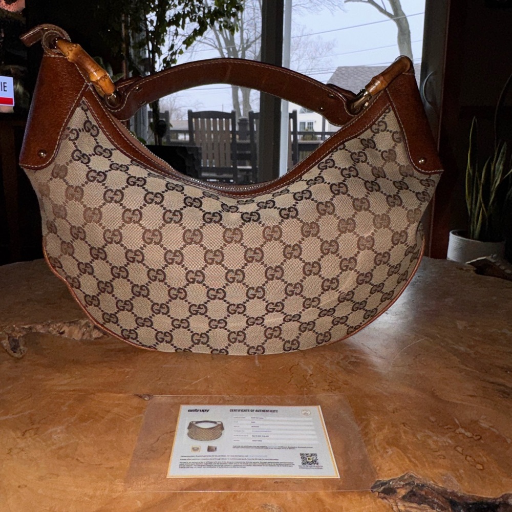Gucci Signature Brown and Tan Hobo Bag **Entrupy Certified - Picture 8 of 16